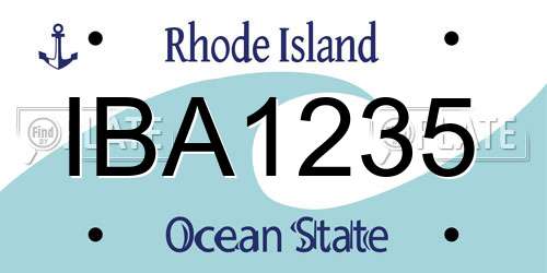 IBA1235 Rhode Island License Plate