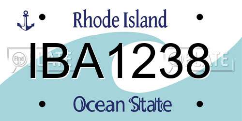 IBA1238 Rhode Island License Plate