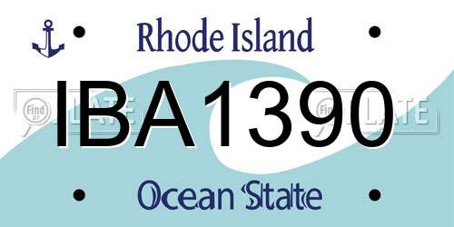 IBA1390 Rhode Island License Plate