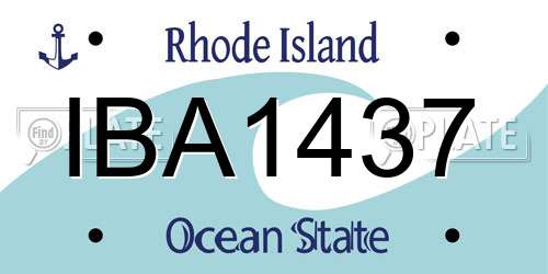 IBA1437 Rhode Island License Plate