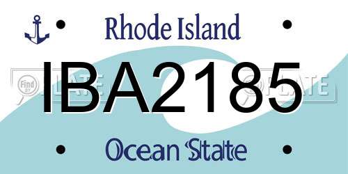 IBA2185 Rhode Island License Plate