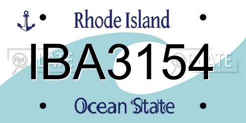 IBA3154 Rhode Island License Plate