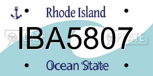 IBA5807 Rhode Island License Plate