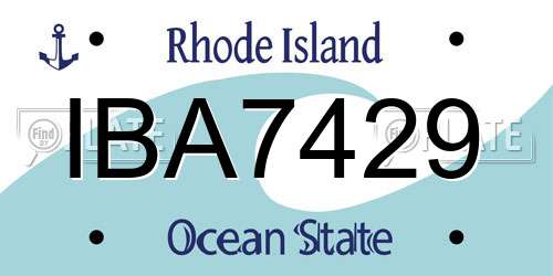IBA7429 Rhode Island License Plate