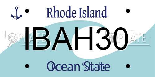 IBAH30 Rhode Island License Plate