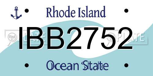 IBB2752 Rhode Island License Plate