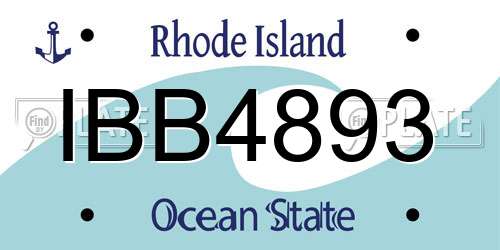 IBB4893 Rhode Island License Plate