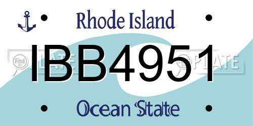 IBB4951 Rhode Island License Plate