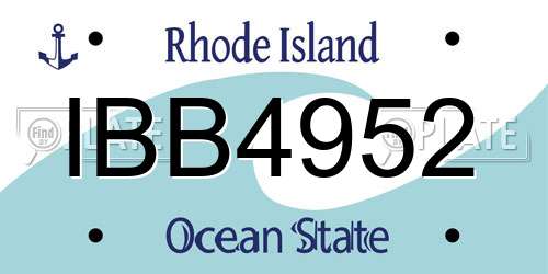 IBB4952 Rhode Island License Plate