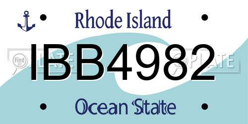 IBB4982 Rhode Island License Plate