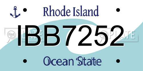 IBB7252 Rhode Island License Plate