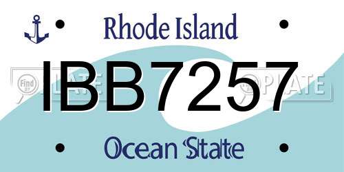 IBB7257 Rhode Island License Plate
