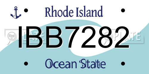 IBB7282 Rhode Island License Plate