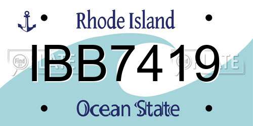 IBB7419 Rhode Island License Plate