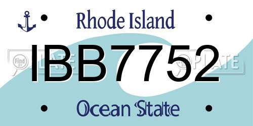 IBB7752 Rhode Island License Plate