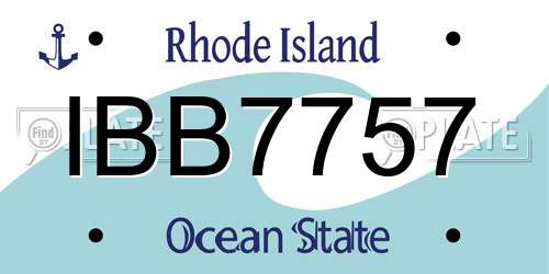 IBB7757 Rhode Island License Plate