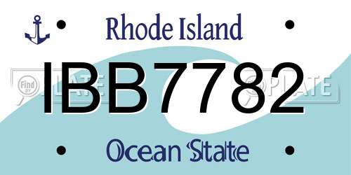 IBB7782 Rhode Island License Plate