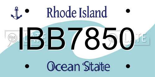 IBB7850 Rhode Island License Plate