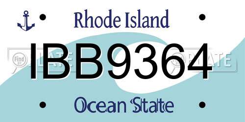 IBB9364 Rhode Island License Plate