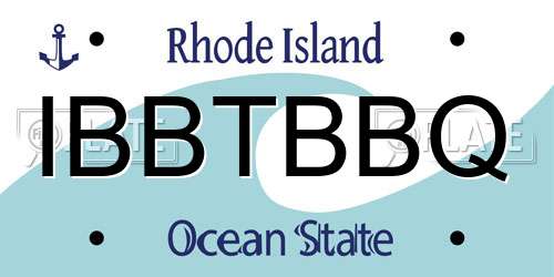 IBBTBBQ Rhode Island License Plate