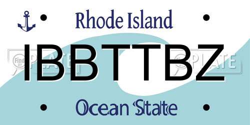 IBBTTBZ Rhode Island License Plate