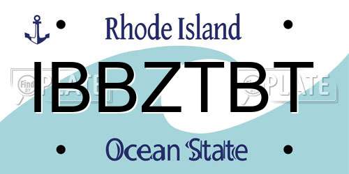 IBBZTBT Rhode Island License Plate