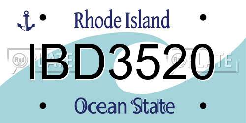 IBD3520 Rhode Island License Plate