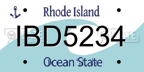 IBD5234 Rhode Island License Plate