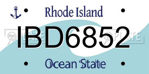 IBD6852 Rhode Island License Plate