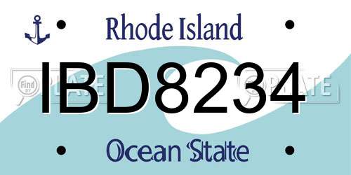 IBD8234 Rhode Island License Plate