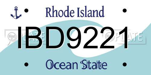IBD9221 Rhode Island License Plate
