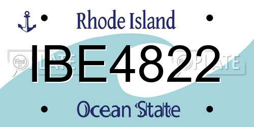IBE4822 Rhode Island License Plate