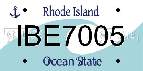 IBE7005 Rhode Island License Plate
