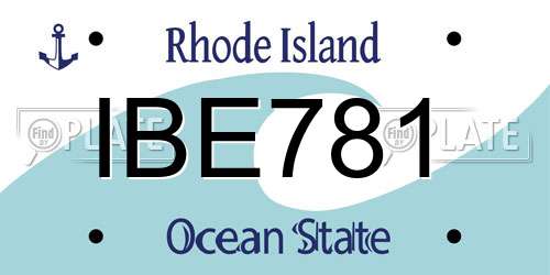 IBE781 Rhode Island License Plate