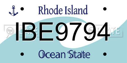 IBE9794 Rhode Island License Plate