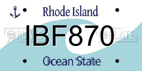 IBF870 Rhode Island License Plate