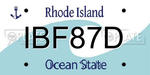 IBF87D Rhode Island License Plate