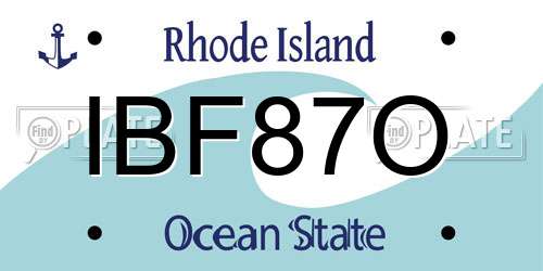 IBF87O Rhode Island License Plate