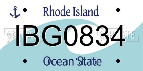 IBG0834 Rhode Island License Plate