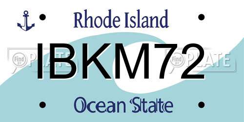 IBKM72 Rhode Island License Plate