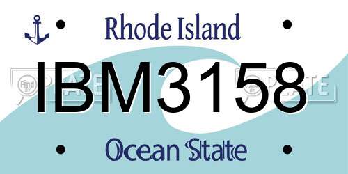 IBM3158 Rhode Island License Plate