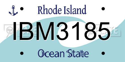 IBM3185 Rhode Island License Plate