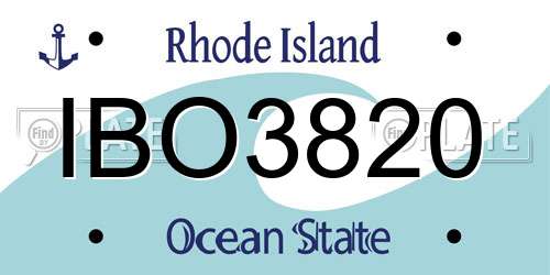 IBO3820 Rhode Island License Plate