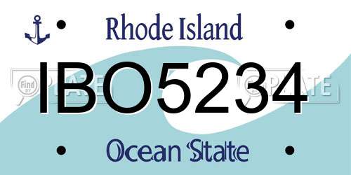 IBO5234 Rhode Island License Plate