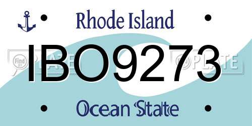 IBO9273 Rhode Island License Plate
