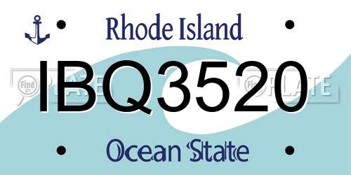 IBQ3520 Rhode Island License Plate