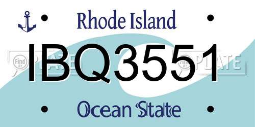 IBQ3551 Rhode Island License Plate