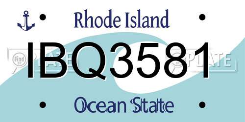 IBQ3581 Rhode Island License Plate