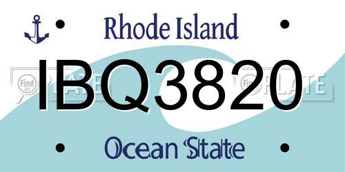 IBQ3820 Rhode Island License Plate