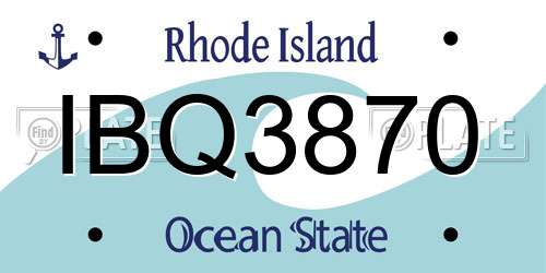 IBQ3870 Rhode Island License Plate